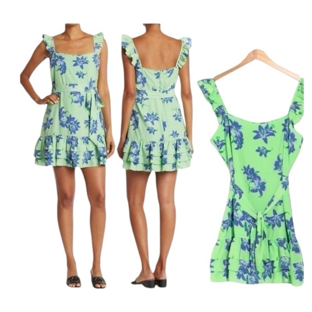NWT! LIKELY Mini Charlotte Dress. Pistachio/Blue Multi Color. Size 8.